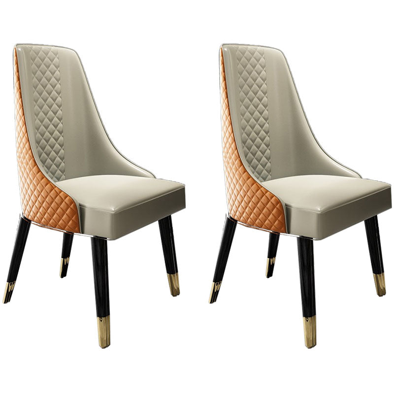 スカンジナビアスタイルのソリッドバックダイニングサイドチェアPUレザーダイニングサイドチェアキッチン