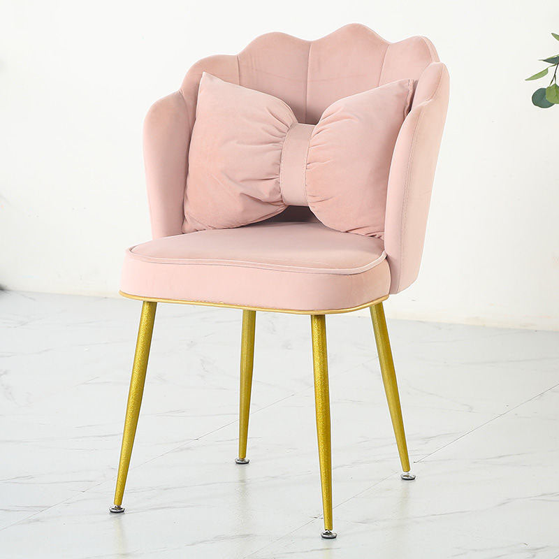 Nordic Style Metal Dining Room Chair Velvet Armless Dining Chairs for Home Use