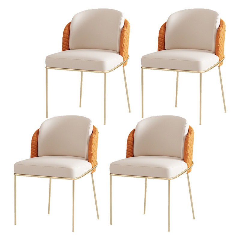 Glam Metal Dining Room Chair Faux Leather Dining Chairs for Home Use Orange 4 Piece Set Clearhalo 'Dining Chairs' 'Dining Tables & Seating' 'dining_chair' 'furn' 'furn_dining_chair' 'Furniture' 'Kitchen & Dining Furniture' 5620664