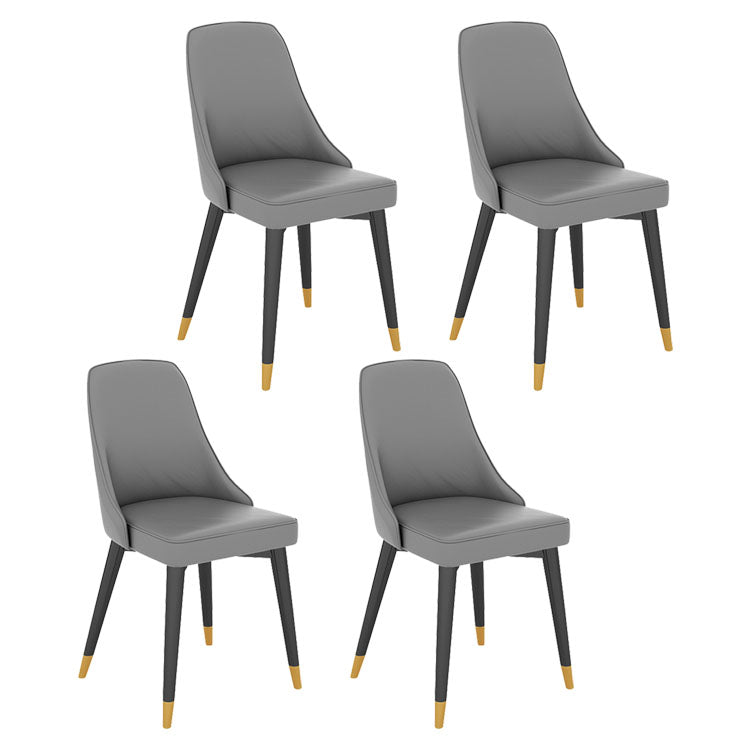 Glam Metal Dining Room Chair Faux Leather Parsons Chairs for Home Use Grey 4 Piece Set Clearhalo 'Dining Chairs' 'Dining Tables & Seating' 'dining_chair' 'furn' 'furn_dining_chair' 'Furniture' 'Kitchen & Dining Furniture' 5620682