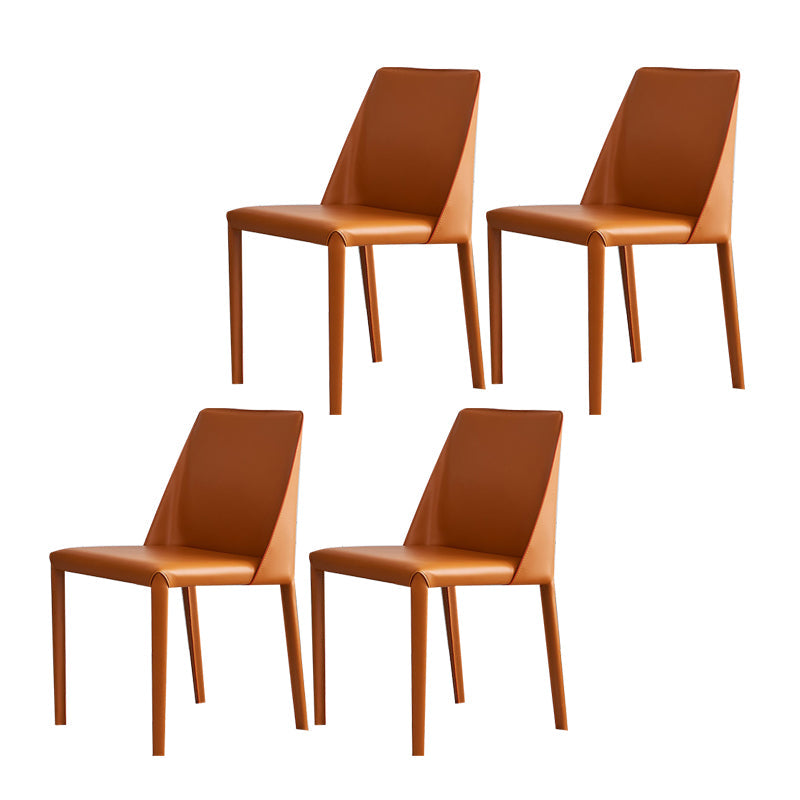Contemporary Design Armless Side Chairs Leather Solid Back Dining Side Chair