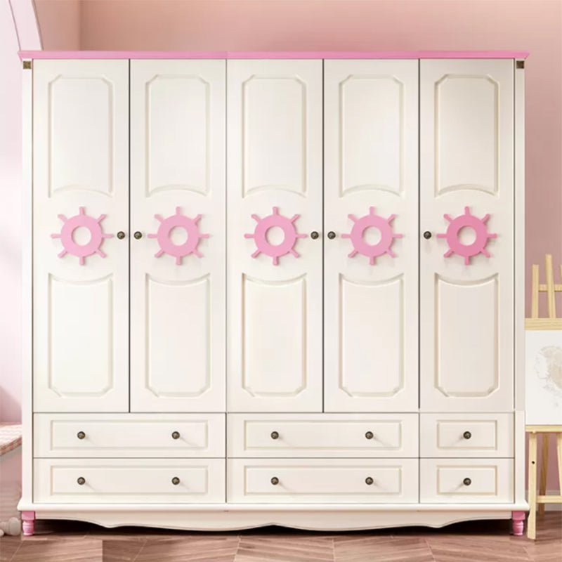 Manufactured Wood Storage Cabinet Coastal Cabinet with Drawers White-Pink 5 Clearhalo 'Armoires & Wardrobes' 'armoires_wardrobes' 'Bedroom Furniture' 'furn' 'furn_armoires_wardrobes' 'Furniture' 5621171