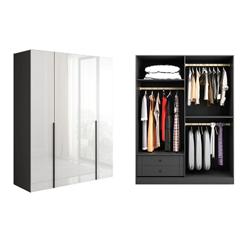 Modern Manufactured Wood Storage Cabinet High Gloss White Cabinet 63"L x 22"W x 79"H Armoires & Wardrobes Clearhalo 'Armoires & Wardrobes' 'armoires_wardrobes' 'Bedroom Furniture' 'furn' 'furn_armoires_wardrobes' 'Furniture' 5621336
