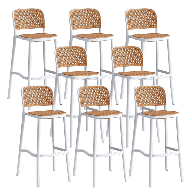 Contemporary Square Footrest Stool Plastic Rattan Stool in White and Black