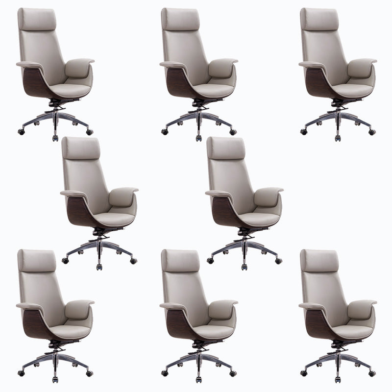 Metal Frame Office Chair Upholstered Arm High / Mid Back Task Chair with Wheels Grey 8 Piece Set With Headrest Clearhalo 'furn' 'furn_office_chair' 'Furniture' 'Office Chairs' 'Office Furniture' 'office_chair' 5622367