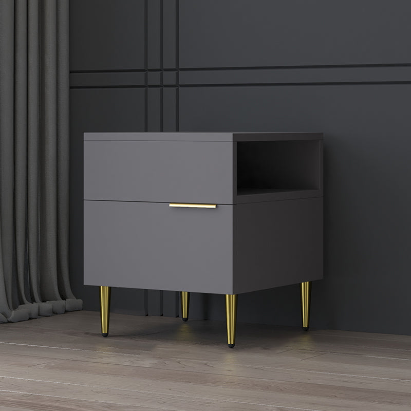 Mesa de noche de madera de imitación glamorosa de 18 pulgadas H Mesa de 1 cortavadora en gris/blanco