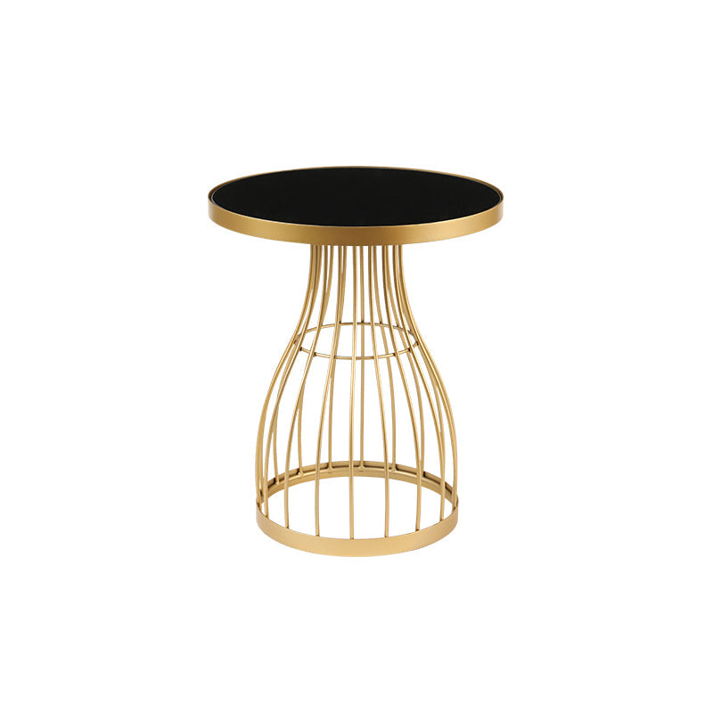 Metal Round Night Table Modern Non-Storage Legs Included Nightstand in Black/Gold 19"L x 19"W x 22"H Gold Clearhalo 'Bedroom Furniture' 'furn' 'furn_night_stand' 'Furniture' 'night_stand' 'Nightstands' 5623179