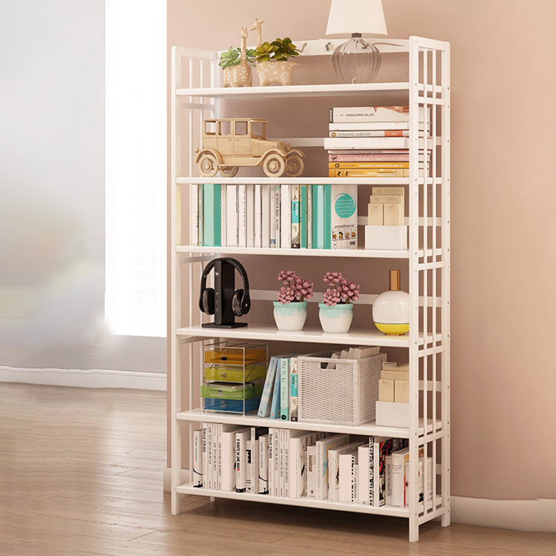 White Simple Open Back Bookshelf Adjustable Bookcase for Office