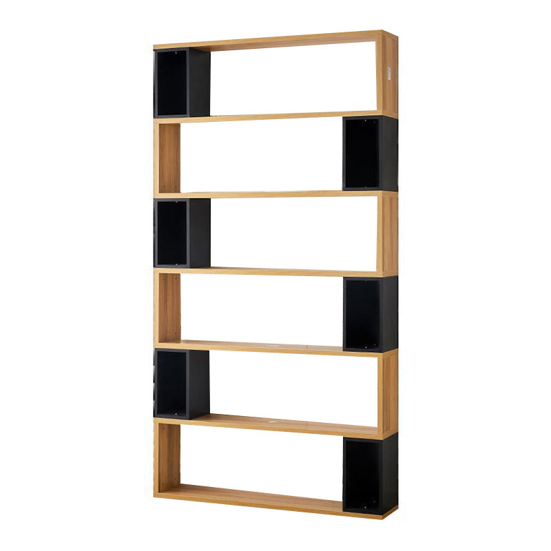 Modern geometry Bookshelf Multi Shelfs Open Back Bookcase in Natural 47.2"L x 9.4"W x 89.4"H Clearhalo 'Bookcases' 'furn' 'furn_bookcases' 'Furniture' 'Office Furniture' 5623771