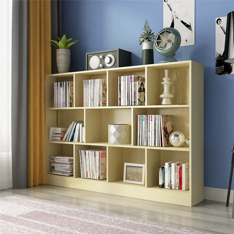 Closed Back Wooden Bookcase Matter Finish Modern Standard Bookshelf