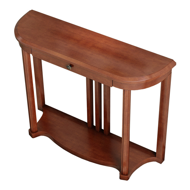 Tavolo di console moderna della metà del secolo in legno massiccio con 1 cassetto