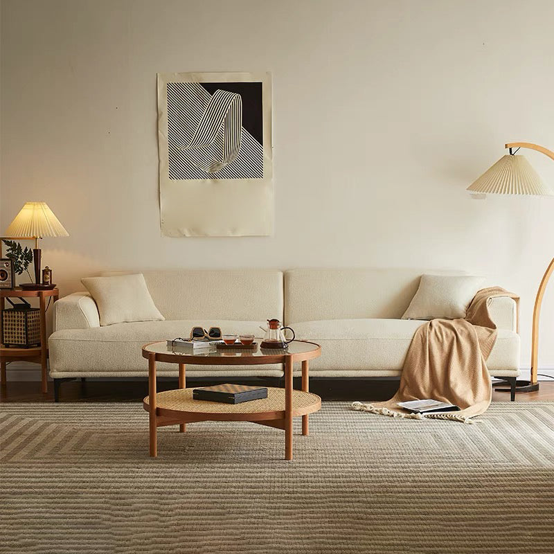 Moderne witte bekleding met ingebouwde armleuning en kussens Suede terug