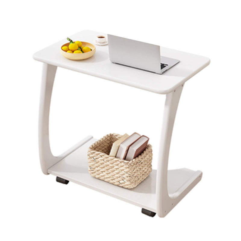 Noordse stijl rechthoekige vaste houten tafel met wielbasis salontafel