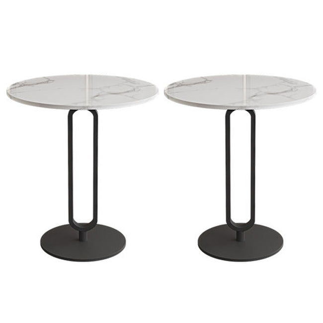 21.6" Tall Modern Round Slate Top Side Table Iron Pedestal End Table Black Beige 2 Clearhalo 'Coffee & Accent Tables' 'End & Side Tables' 'end_side_tables' 'furn' 'furn_end_side_tables' 'Furniture' 'Living Room Furniture' 5630271