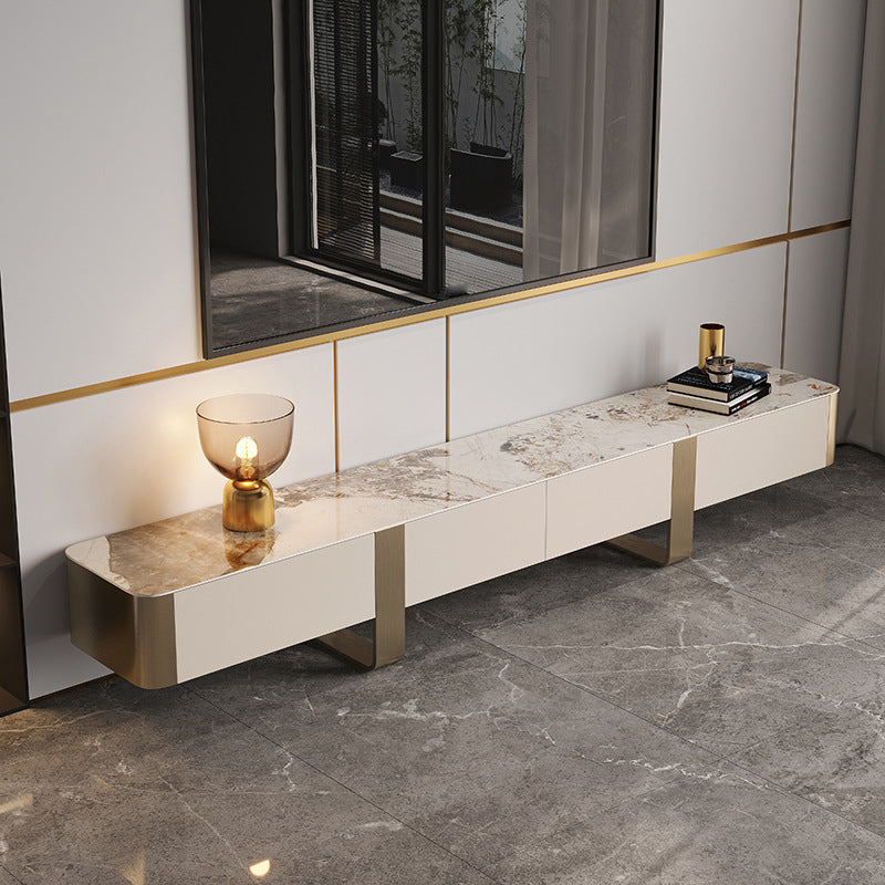 Marmeren 16 "H tv -standaard voor tv's tot 16" d, tv -console met opslag - zwart / goud