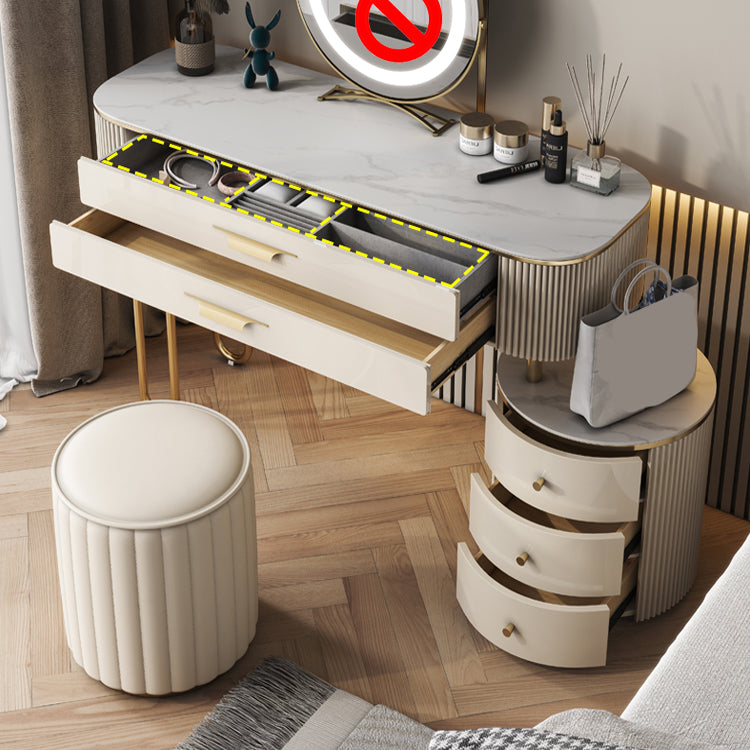 Stone Top Make -up Eitelkeit Metall und technischer Holzverkederstisch