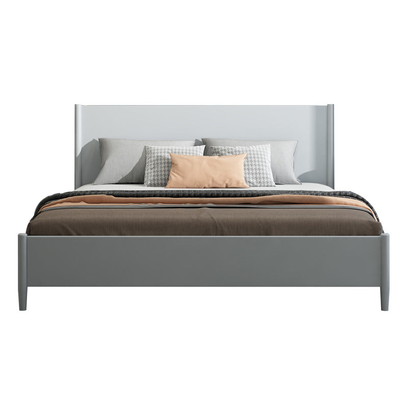 Scandinavian Wooden Panel Standard Bed with Rectangular Headboard Grey Clearhalo 'Bedroom Furniture' 'Beds' 'furn' 'furn_beds' 'Furniture' 5631285