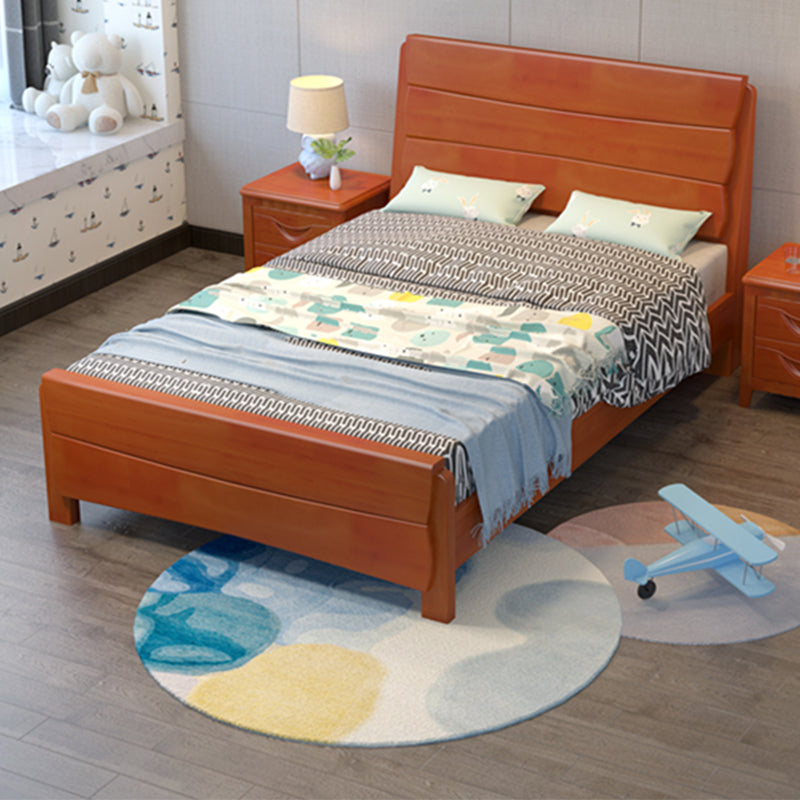 Contemporary Wood Panel Standard Bed, Rectangular Headboard Bed