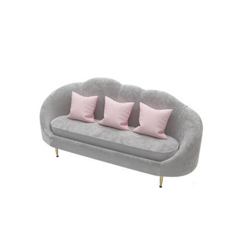 Contemporary Velvet Sofa with Slopped Arm and Tight Back for Apartment 71"L x 25.5"W x 37"H Grey Clearhalo 'furn' 'furn_sofas' 'Furniture' 'Living Room Furniture' 'Sofa' 'sofas' 5631534