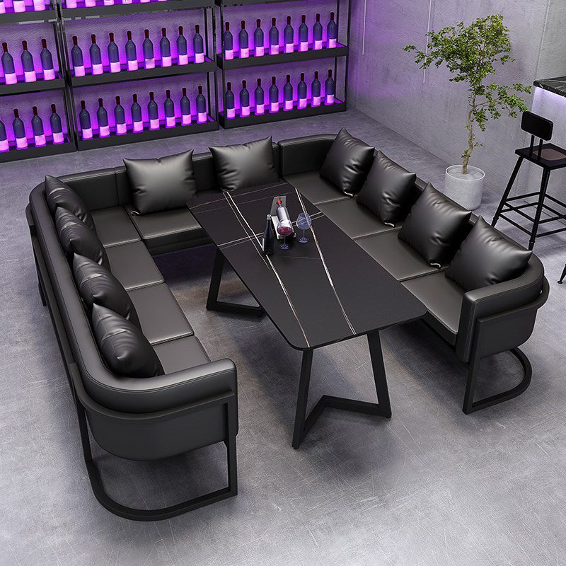 Tavolo da pranzo in pietra sinterizzato nero tavolo da pranzo in metallo industriale