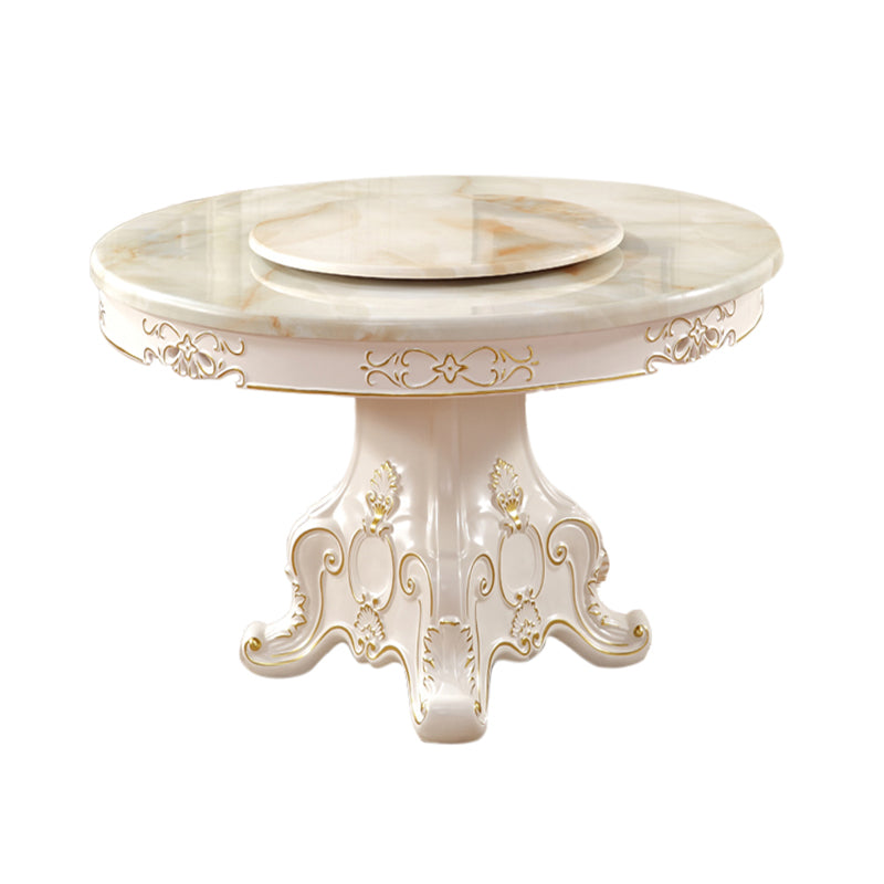 Table à manger piédestal à table ronde victorienne en bois massif pour la maison