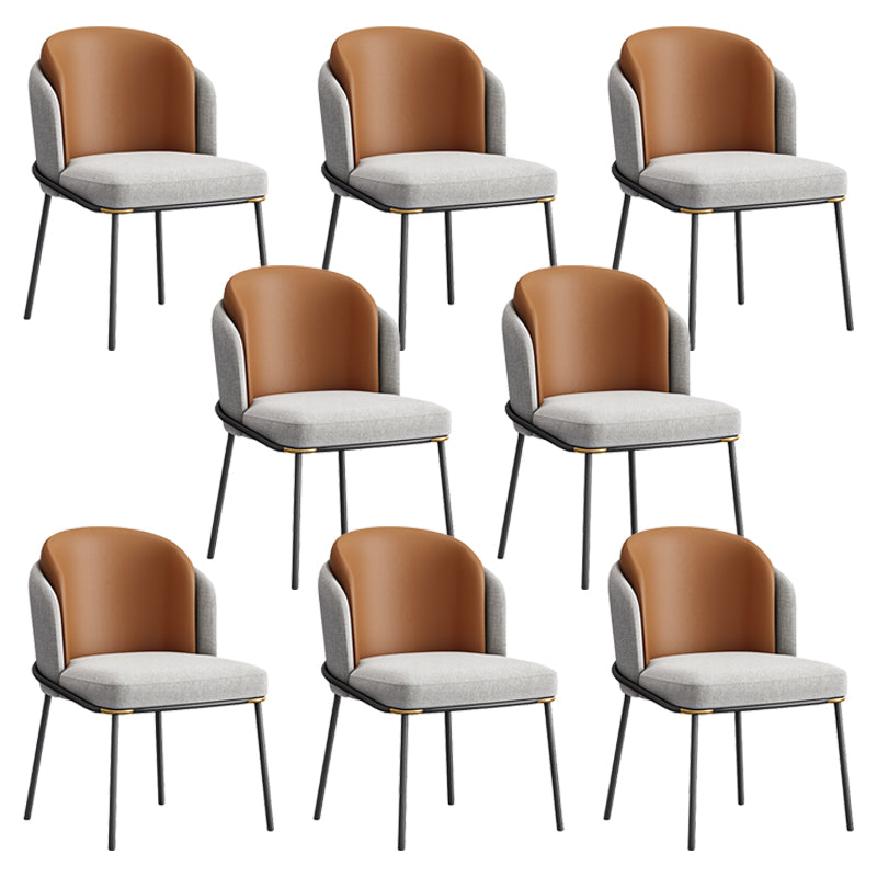 Metal Leg Dining Chair Modern Coffee Shop Parsons Dining Side Chair Orange-Gray 8 Piece Set Clearhalo 'Dining Chairs' 'Dining Tables & Seating' 'dining_chair' 'furn' 'furn_dining_chair' 'Furniture' 'Kitchen & Dining Furniture' 5632837