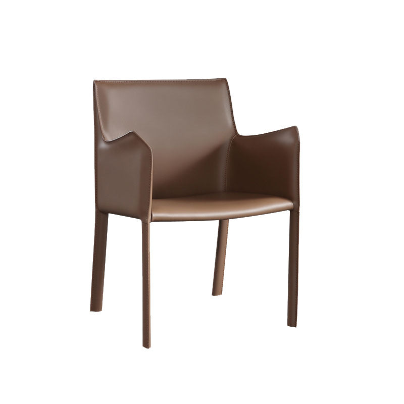 Solid Back Dining Chair Designer Style Dining Room Leather Arm Chair