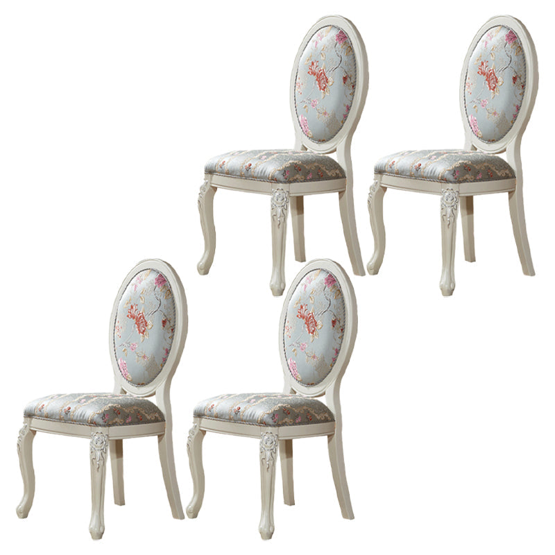 Victorian Style Kitchen Wooden Chair Dining Armless Side Chairs White 4 Piece Set Clearhalo 'Dining Chairs' 'Dining Tables & Seating' 'dining_chair' 'furn' 'furn_dining_chair' 'Furniture' 'Kitchen & Dining Furniture' 5632944