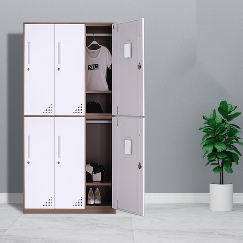 Metal Wardrobe Cabinet Contemporary Hinged Wardrobe Closet for Home White-Brown 6 Clearhalo 'Armoires & Wardrobes' 'armoires_wardrobes' 'Bedroom Furniture' 'furn' 'furn_armoires_wardrobes' 'Furniture' 5633431