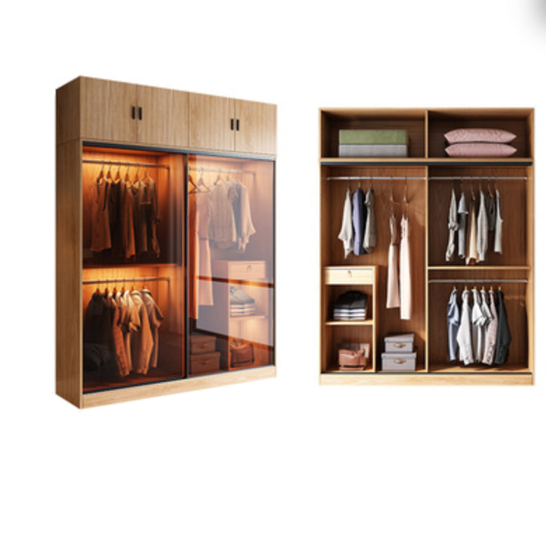 Heldere glazen deur opbergkast moderne schuifdeur garderobe voor thuis