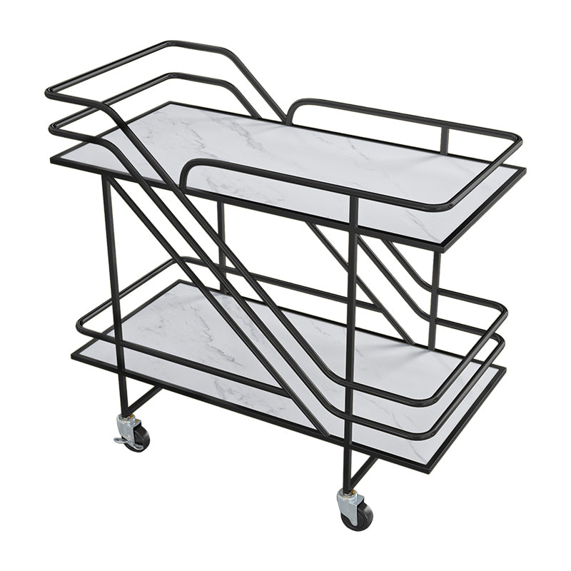 Contemporary Metal Prep Table 32.68"H Rolling Prep Table for Dining Room