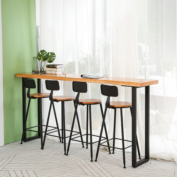 Modern Bar Set 1/2/5 Pcs Solid Wood Top Bar Table with Footrest Bar Stools
