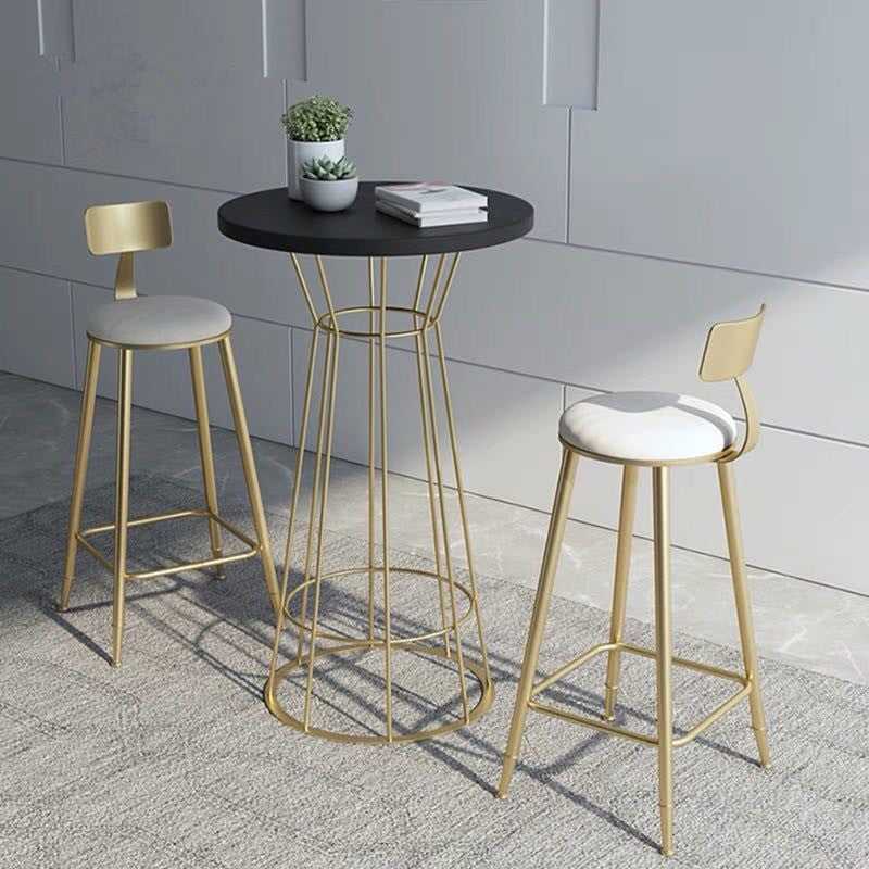 Modern Round Bar Stool and Table Set 1/2/3 Pieces Metal and Wood Pub Set
