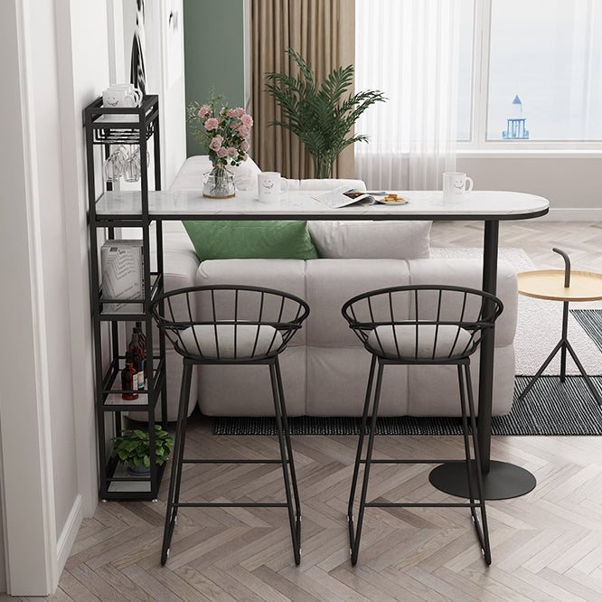 Faux Marble Bar Table Set Glam Style 1/2/3 Pieces Counter Table for Indoor