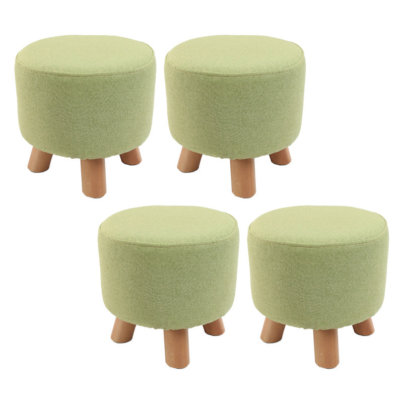 Trendy Cotton Blend Ottoman Plain Round Indoor Footstool Ottoman Pea Green 4 Piece Set Clearhalo 'furn' 'furn_ottomans_poufs' 'Furniture' 'Living Room Furniture' 'Ottomans & Poufs' 'ottomans_poufs' 5635282