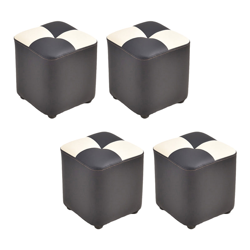 Blocco a colori in pelle finta moderna Blocco trapuntato sedia quadrata ottomana