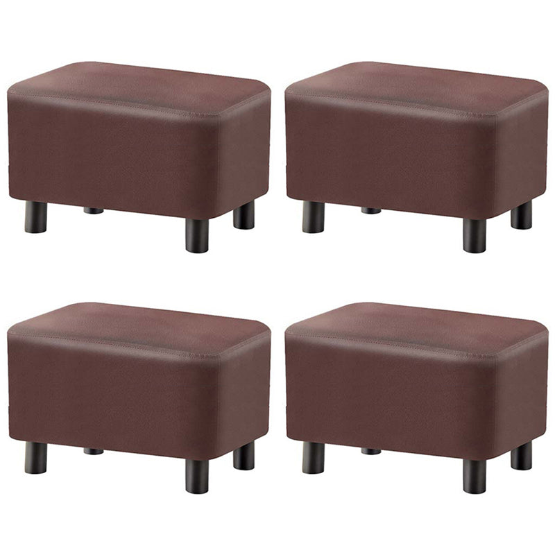 Contemporary Ottoman Solid Color Water Resistant Leather Rectangle Footstool Ottoman 16"L x 11"W x 11"H Brown 4 Piece Set Clearhalo 'furn' 'furn_ottomans_poufs' 'Furniture' 'Living Room Furniture' 'Ottomans & Poufs' 'ottomans_poufs' 5635721