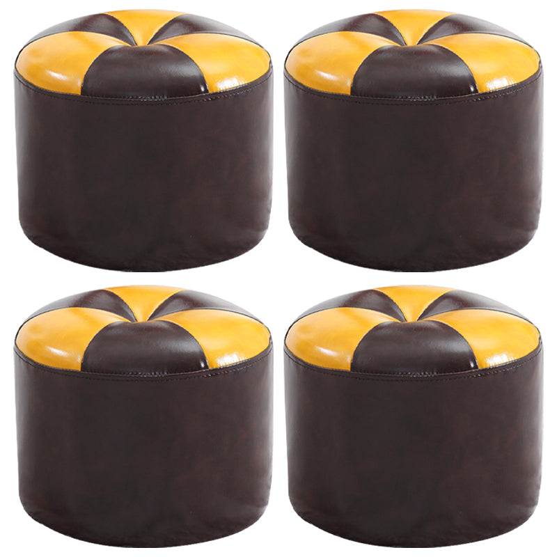 Ottomane runde Kunstlederkontrast Farbe zeitgenössischer Innenstandard Osmanisch Osmanisch