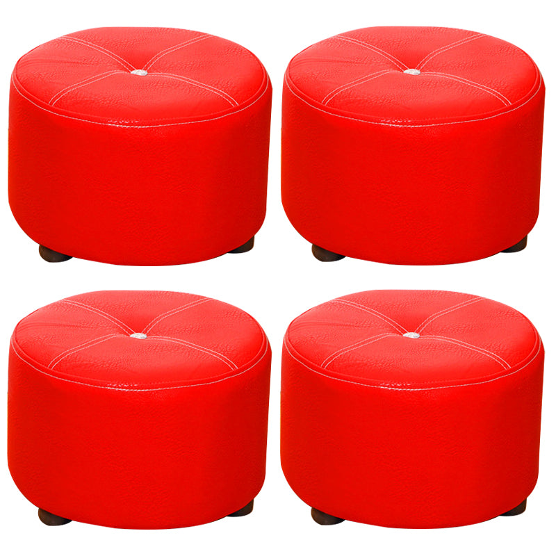Pure Color Stain Resistant Standard Round Modern Yellow for Living Room 12"L x 12"W x 9"H Red 4 Piece Set Clearhalo 'furn' 'furn_ottomans_poufs' 'Furniture' 'Living Room Furniture' 'Ottomans & Poufs' 'ottomans_poufs' 5635855