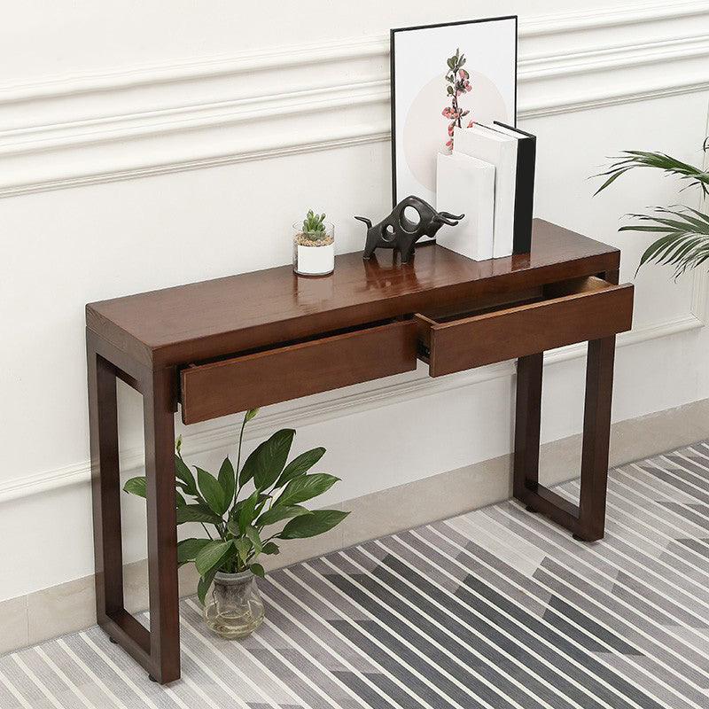 Divano console largo 12 pollici Tavolo da console in legno a 2 disegni in marrone scuro