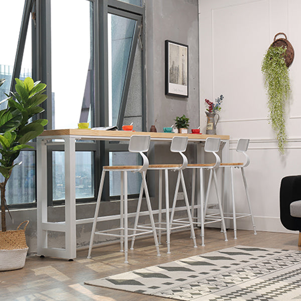 Wood Bar Dining Table Modern Rectangle Bar Table with Trestle for Milk Tea Shop 98.4"L x 15.7"W x 41.3"H Without Chairs Clearhalo 'Bar Furniture' 'Bar Tables' 'bar_tables' 'furn' 'furn_bar_tables' 'Furniture' 'Kitchen & Dining Furniture' 5638106