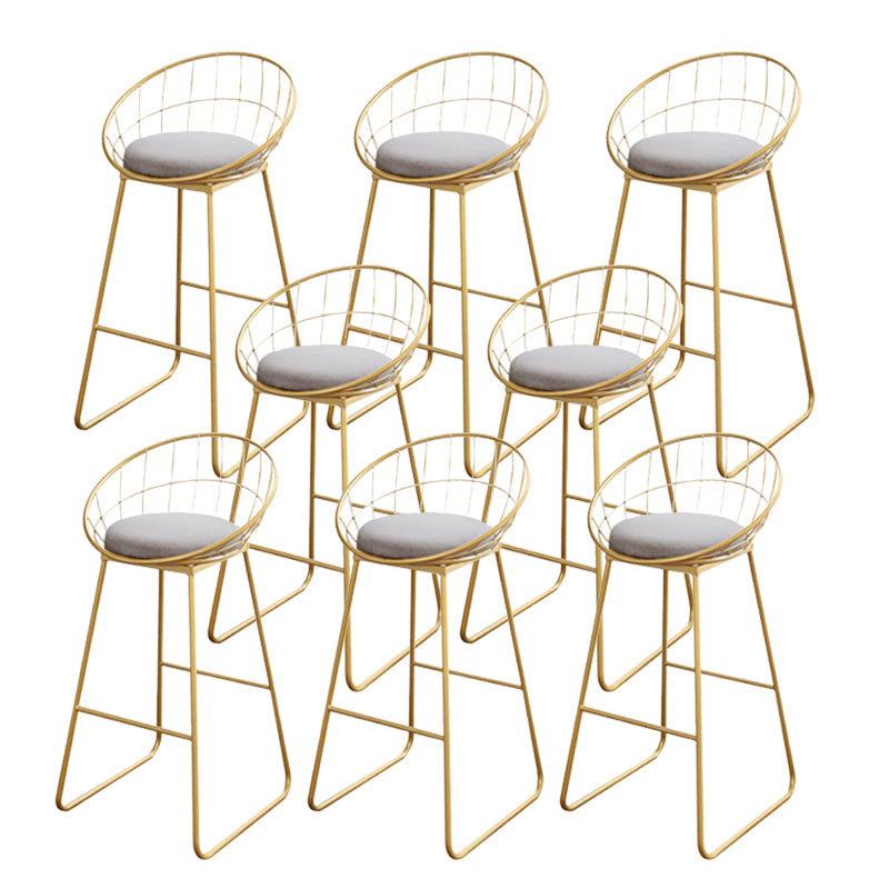 Glam Upholstered Bar Stools Footrest Backrest Coffee Shop Counter Bar Stool Light Gray 8 Piece Set Clearhalo 'Bar Furniture' 'Bar Stools' 'bar_stools' 'furn' 'furn_bar_stools' 'Furniture' 'Kitchen & Dining Furniture' 5638709