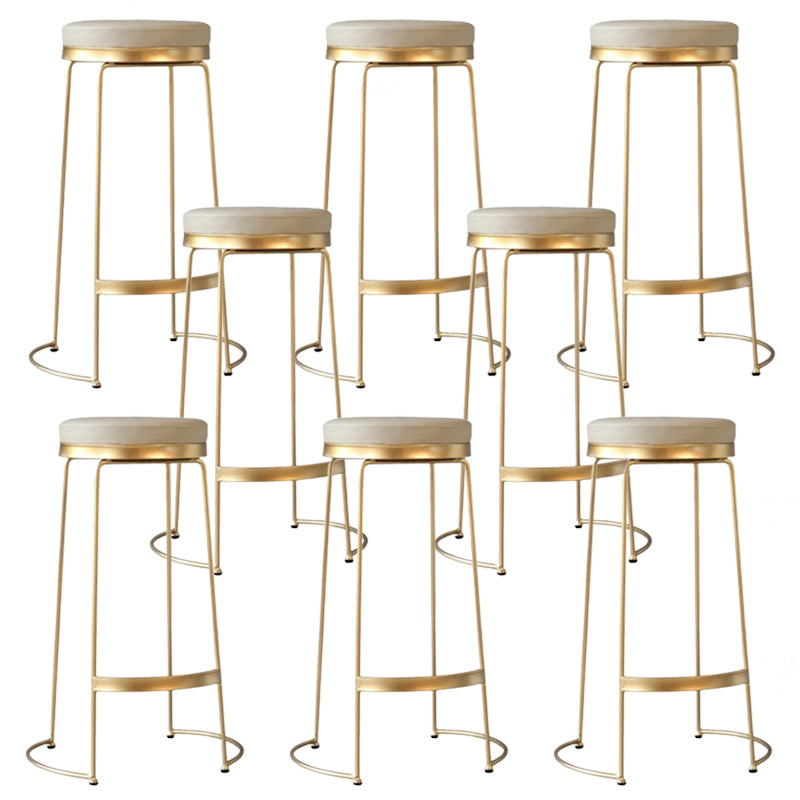 Contemporary Metal Barstool Faux Leather Backless Counter Stool with Iorn 4 Legs 8 Piece Set Clearhalo 'Bar Furniture' 'Bar Stools' 'bar_stools' 'furn' 'furn_bar_stools' 'Furniture' 'Kitchen & Dining Furniture' 5639138