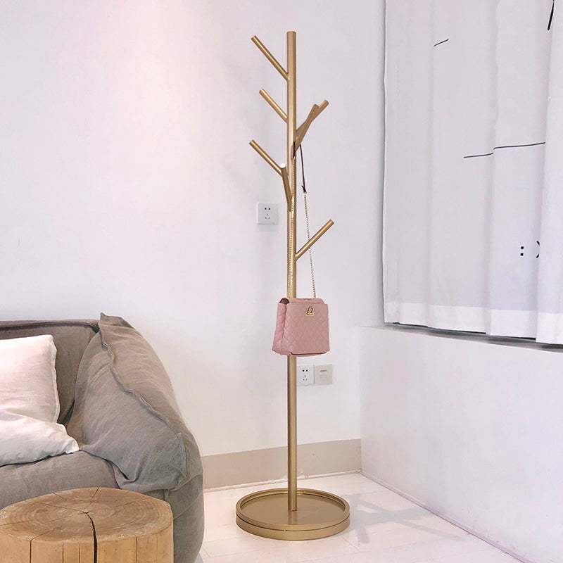 Modern Coat Rack Entryway Kit Hall Tree Metal Rod Hook Coat Hanger Living Room Dark Gold Clearhalo 'Entry & Mudroom Furniture' 'furn' 'furn_hall_tree_coat_racks' 'Furniture' 'Hall Trees & Coat Racks' 'hall_tree_coat_racks' 5639419