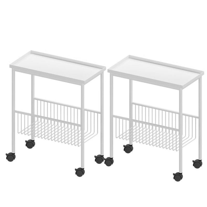 Tavolo superiore del vassoio del vassoio rettangolo in metallo della metà secolo 4 gambe tavolino con archiviazione