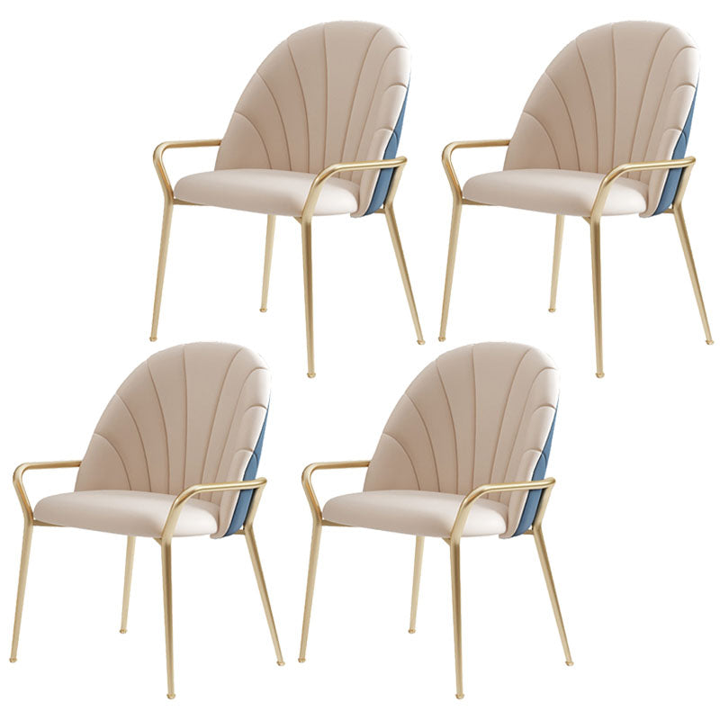 Sedia per sala da pranzo in metallo glam braccio laterale in pelle sintonizzata per uso del ristorante