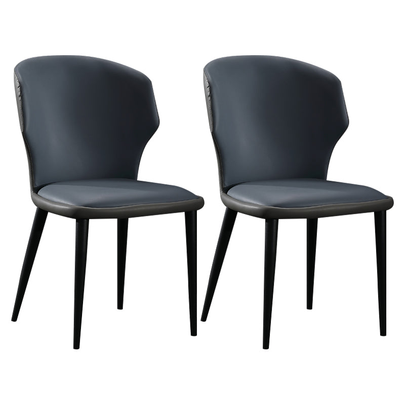 モダンレストランレザーサイドチェアマットフィニッシュウィングバックダイニングチェア