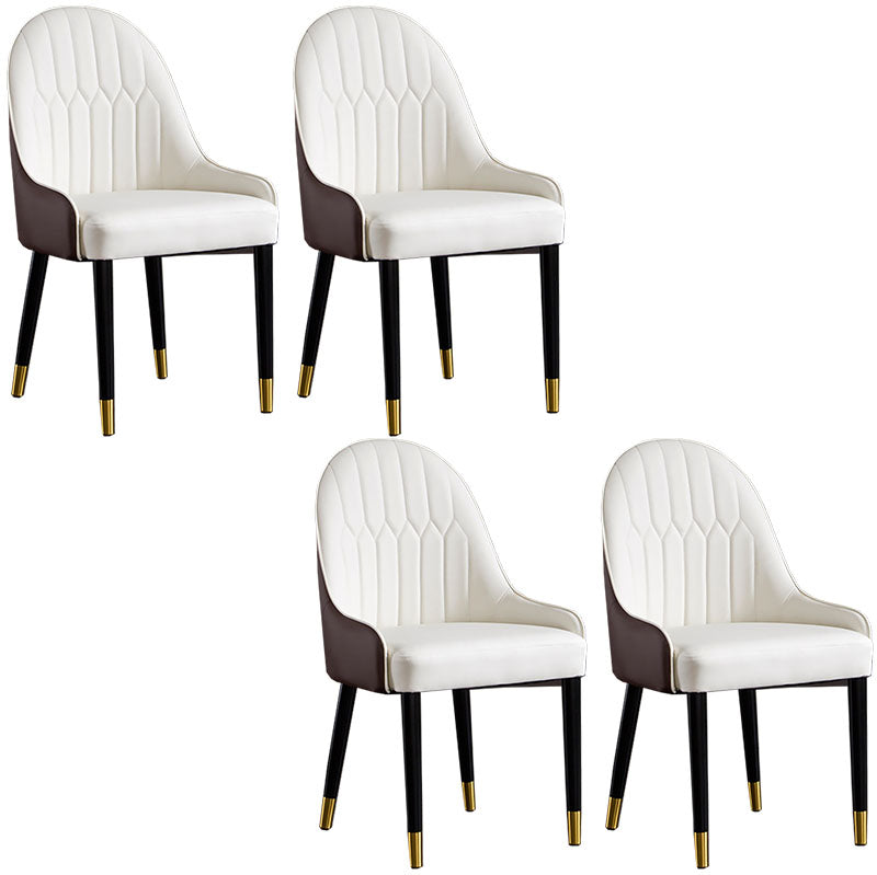 Scandinavian Upholstered Dining Side Chairs Solid Back Dining Side Chair White 4 Piece Set Clearhalo 'Dining Chairs' 'Dining Tables & Seating' 'dining_chair' 'furn' 'furn_dining_chair' 'Furniture' 'Kitchen & Dining Furniture' 5648272