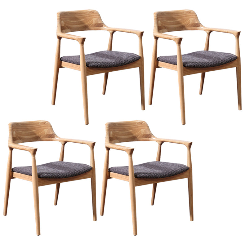 コンテンポラリーダイニングサイドチェアマット仕上げ固体木製オープンバックアームチェア