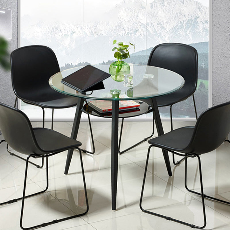 Simplicity Style Round Furniture Glass Dining Site Table with Tripod Base